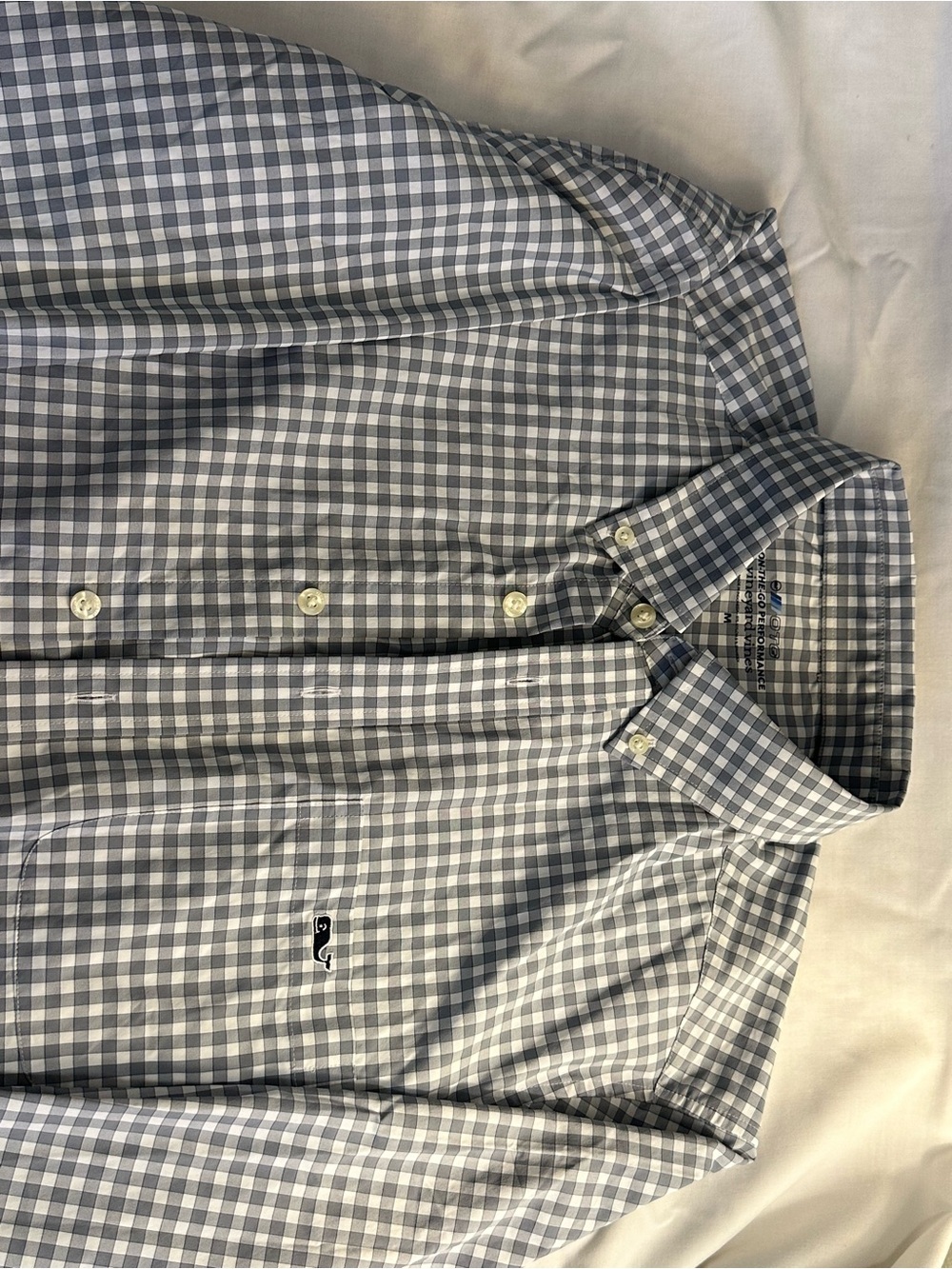 Vineyard Vines Blue and Gray Gingham Button-Down Shirt